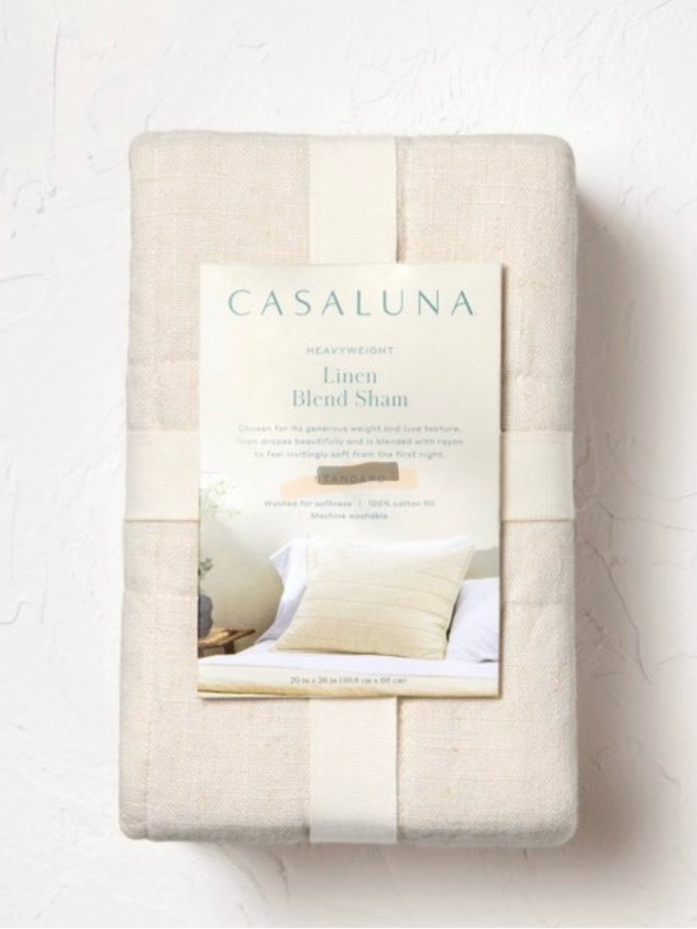 Casaluna Linen Blend Sham in Natural Cream / King